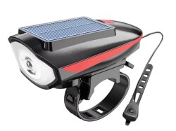 Forte GT Bisiklet Ön Farı 250 Lm Korna 140db Usb Solar Şarjlı Kırmızı Xbyc 6163