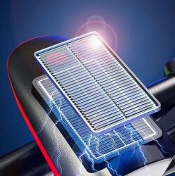 Forte GT Bisiklet Ön Farı 250 Lm Korna 140db Usb Solar Şarjlı Mavi Xbyc 6163 - 3
