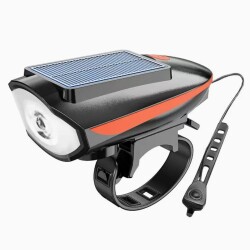 Forte GT Bisiklet Ön Farı 250 Lm Korna 140db Usb Solar Şarjlı Turuncu Xbyc 6163
