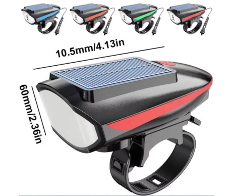 Forte GT Bisiklet Ön Farı 250 Lm Korna 140db Usb Solar Şarjlı Turuncu Xbyc 6163 - 7