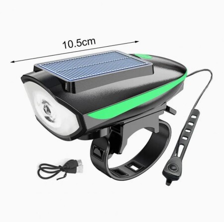 Forte GT Bisiklet Ön Farı 250 Lm Korna 140db Usb Solar Şarjlı Turuncu Xbyc 6163 - 8