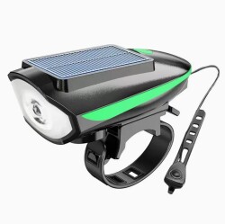 Forte GT Bisiklet Ön Farı 250 Lm Korna 140db Usb Solar Şarjlı Yeşil Xbyc 6163