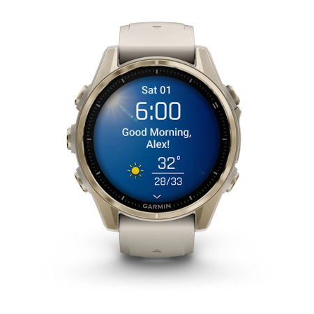 Garmin fenix 8 - 43 mm, AMOLED - Sapphire, Soft Gold ve Gri/Kum Taşı Silikon Kayışlı - 2