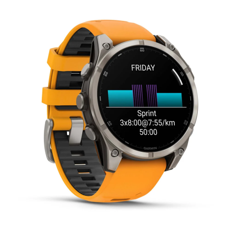 Garmin fenix 8 - 47 mm, AMOLED Sapphire, Titanyum, Turuncu/Grafit Silikon Kayışlı - 3