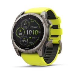 Garmin fenix 8 - 51 mm, Solar, Sapphire - Titanyum, Amp Sarı/Grafit Silikon Kayışlı - 1