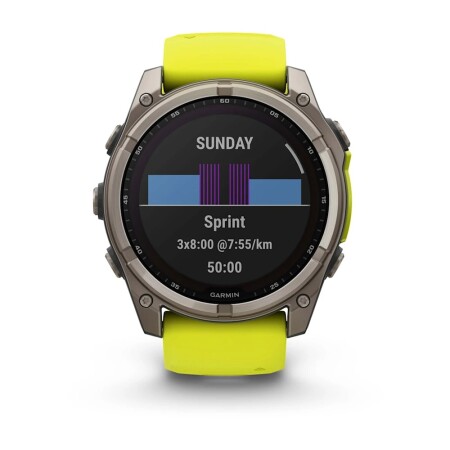 Garmin fenix 8 - 51 mm, Solar, Sapphire - Titanyum, Amp Sarı/Grafit Silikon Kayışlı - 3