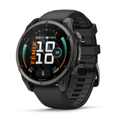 Garmin fenix 9 – 47 mm - Karbon Gri DLC Titanyum, Siyah Silikon Kayışlı