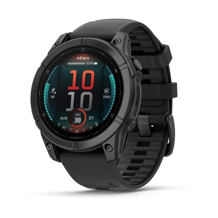 Garmin fenix E - 47 mm, AMOLED Slate Gri, Siyah Silikon Kayışlı - 1