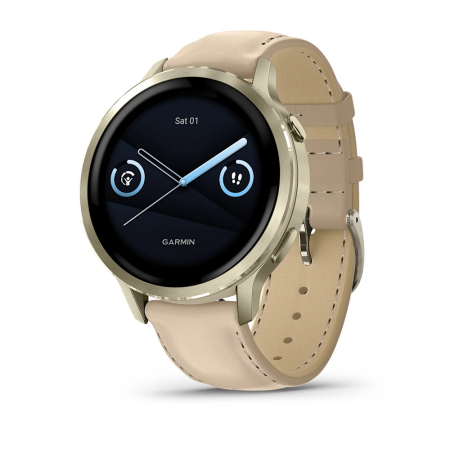 Garmin Venu 4 - 41 mm - Lunar Gold Deri Kayışlı - 1