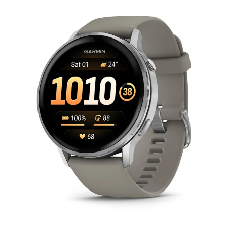 Garmin Venu 4 - 45 mm - Gümüş Gri Silikon Kayışlı - 1